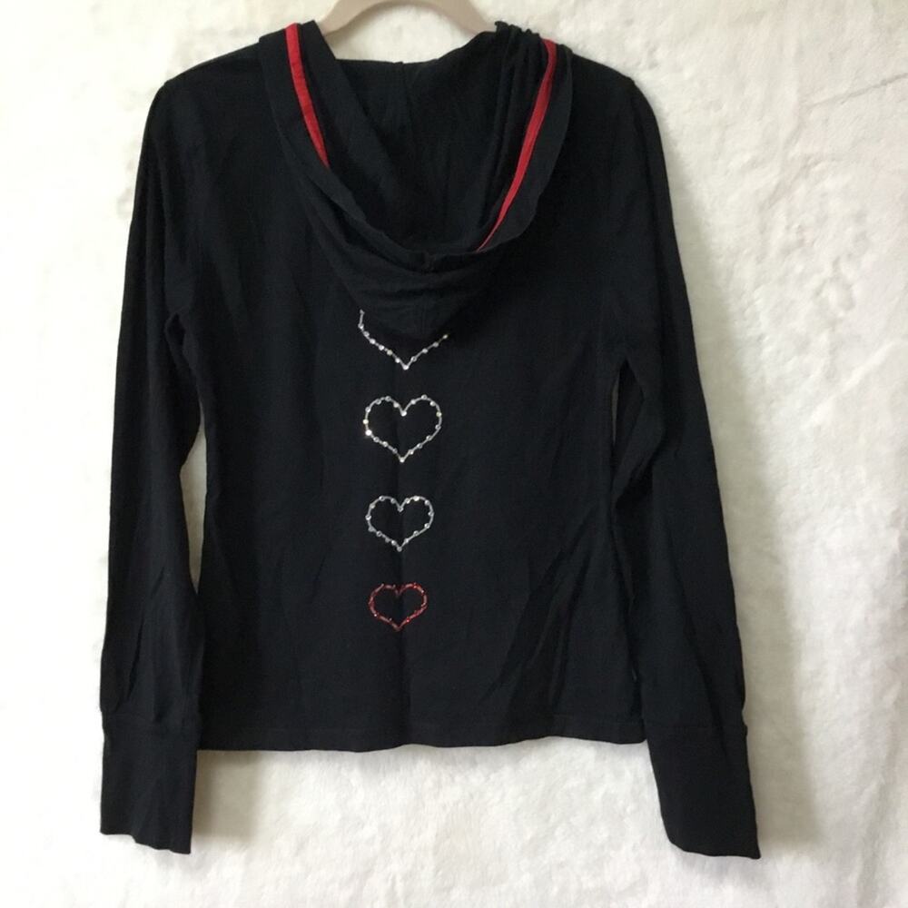 Black with Multi-Heart Hoodie Top - Picture 6 of 11